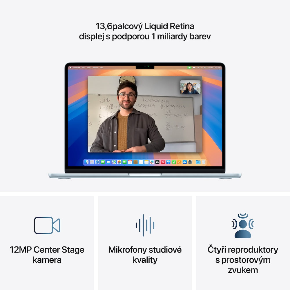 MacBook Air 13,6", Apple M4 10jádrové CPU, 8jádrové GPU, 16GB, 256GB SSD, CZ - blankytně modrý (otevřený)