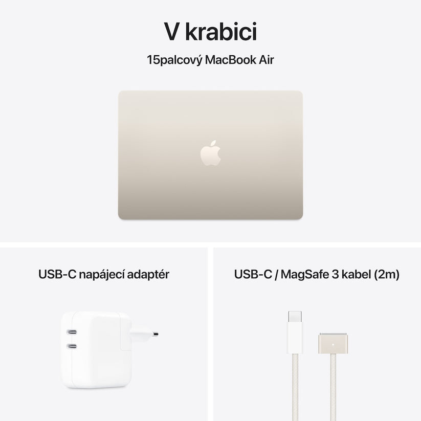 MacBook Air 15,3", Apple M4 10jádrové CPU, 10jádrové GPU, 16GB, 256GB SSD, CZ - hvězdně bílý (otevřený)
