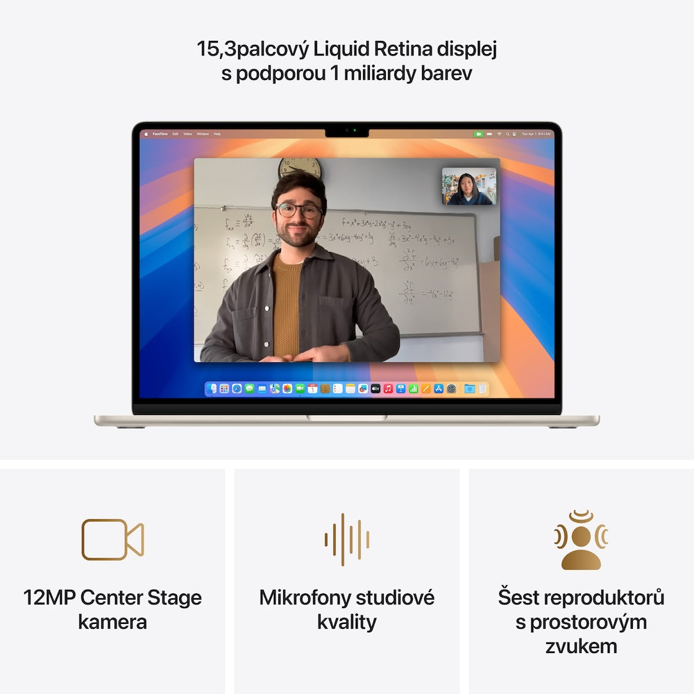 MacBook Air 15,3", Apple M4 10jádrové CPU, 10jádrové GPU, 16GB, 256GB SSD, CZ - hvězdně bílý (otevřený)