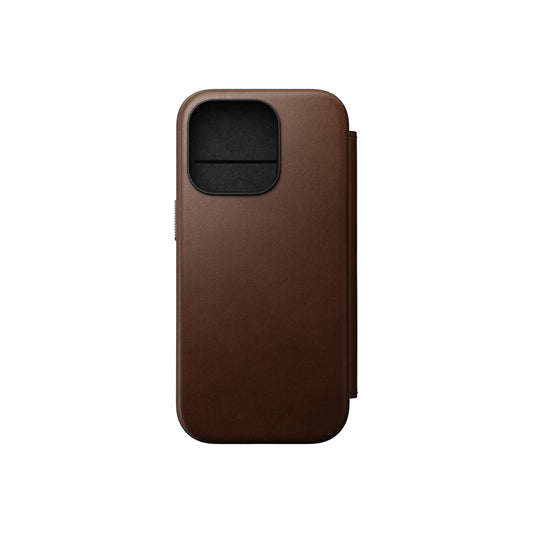Kožený MagSafe kryt pro iPhone 16 Pro Nomad Modern Leather Folio - hnědý - istyle.work