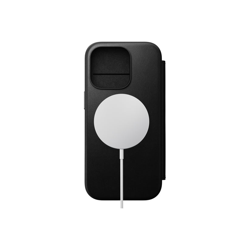 Kožený MagSafe kryt pro iPhone 16 Pro Nomad Modern Leather Folio - černý - istyle.work
