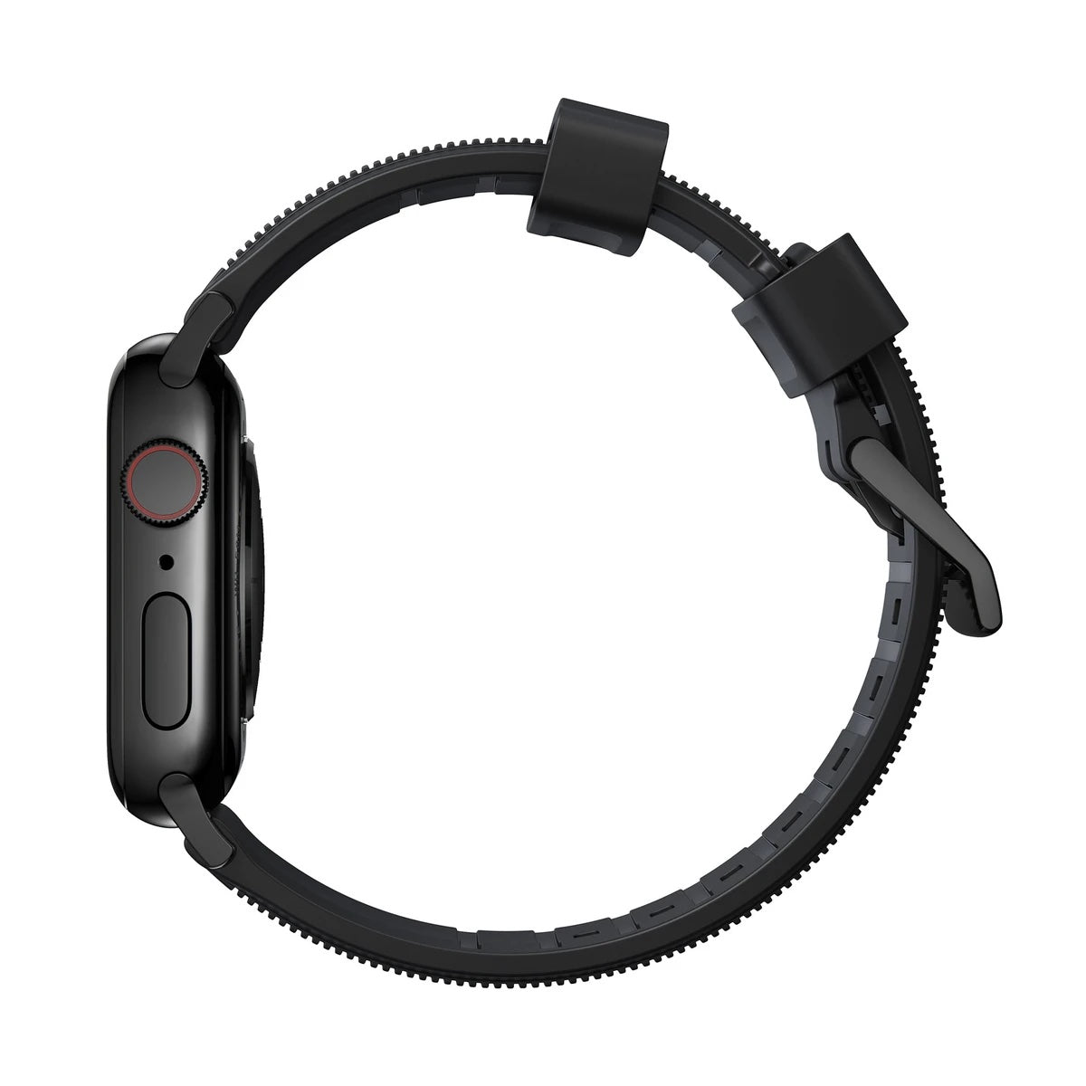 Řemínek pro Apple Watch 42/44/45/49 mm Nomad Rugged Strap - černý s černou přezkou - istyle.work