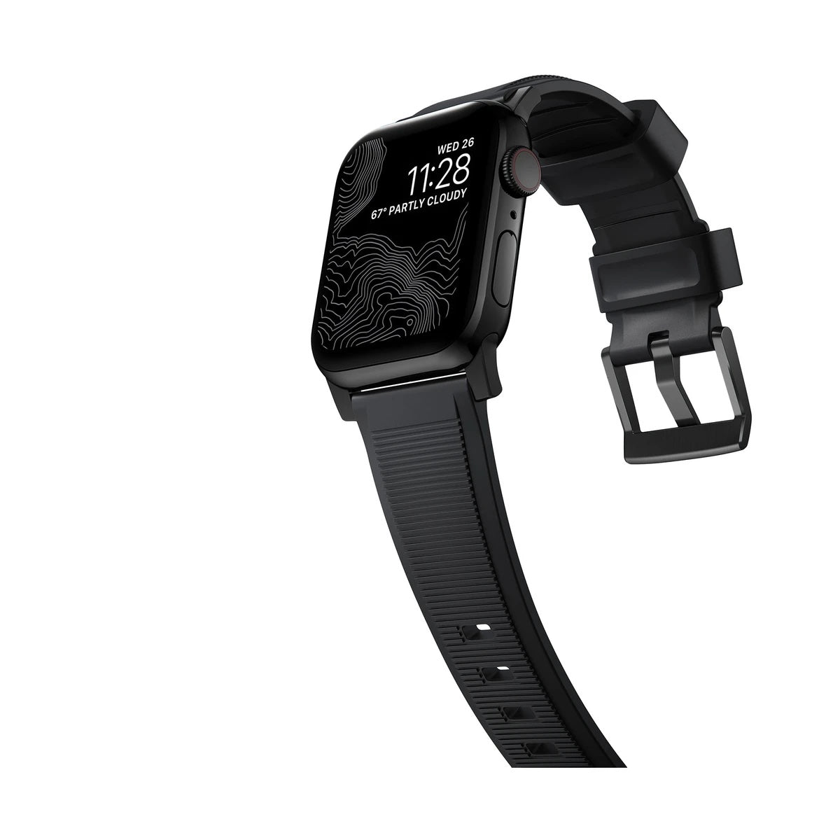 Řemínek pro Apple Watch 42/44/45/49 mm Nomad Rugged Strap - černý s černou přezkou - istyle.work