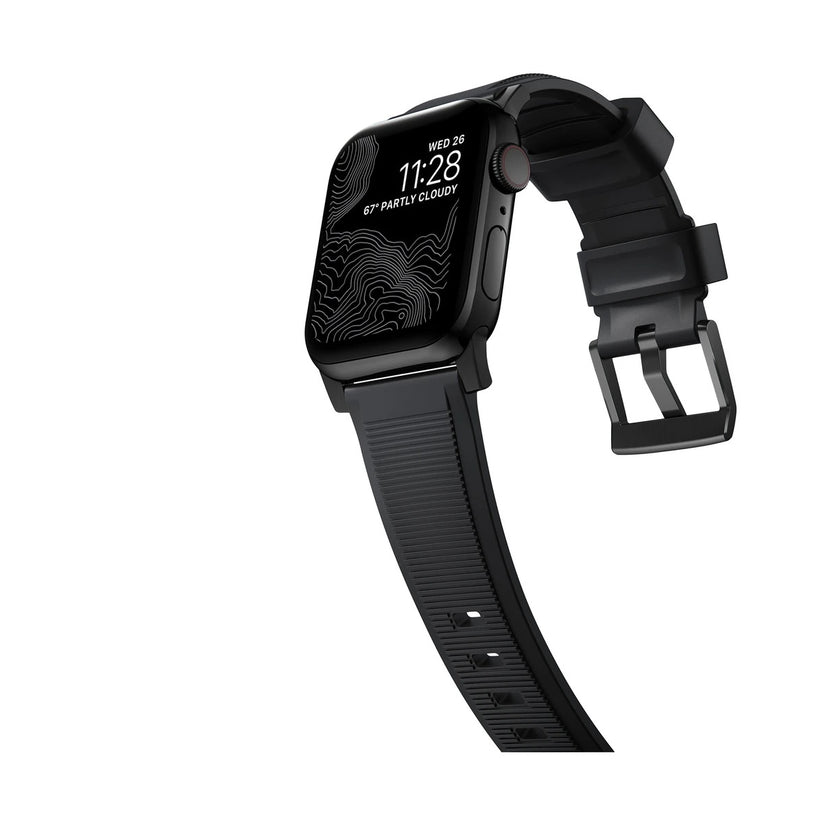 Řemínek pro Apple Watch 42/44/45/49 mm Nomad Rugged Strap - černý s černou přezkou - istyle.work