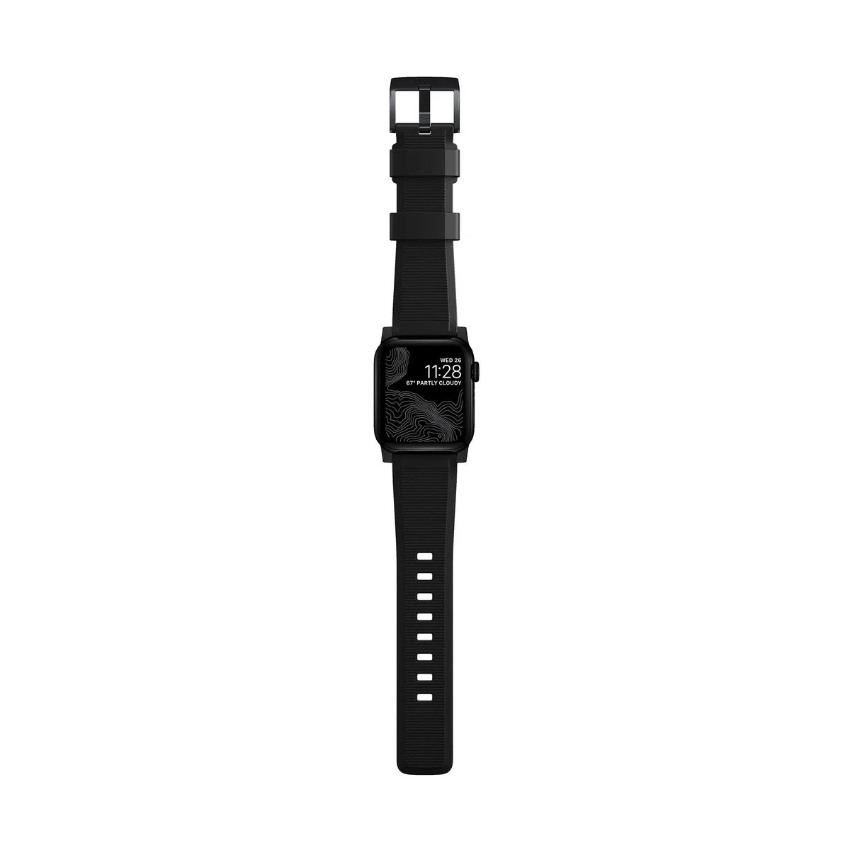 Řemínek pro Apple Watch 42/44/45/49 mm Nomad Rugged Strap - černý s černou přezkou - istyle.work