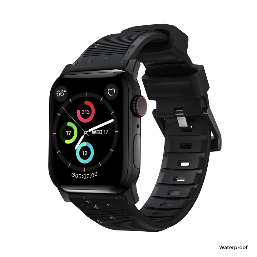 Řemínek pro Apple Watch 42/44/45/49 mm Nomad Rugged Strap - černý s černou přezkou - istyle.work