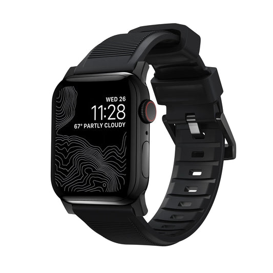 Řemínek pro Apple Watch 42/44/45/49 mm Nomad Rugged Strap - černý s černou přezkou - istyle.work