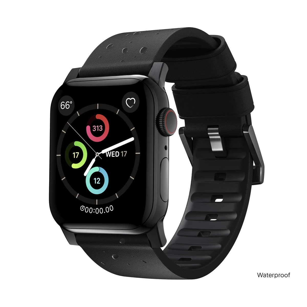 Řemínek pro Apple Watch 42/44/45/49 mm Nomad Active Strap Pro - černý s černou přezkou - istyle.work