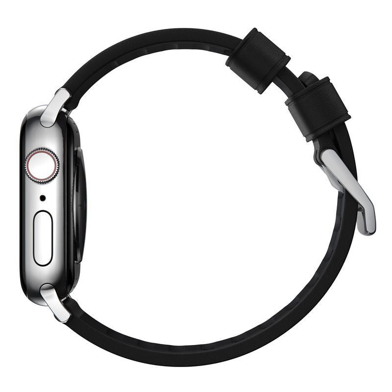 Řemínek pro Apple Watch 42/44/45/49 mm Nomad Active Strap Pro - černý se stříbrnou přezkou - istyle.work