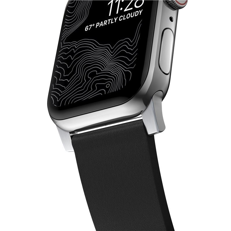 Řemínek pro Apple Watch 42/44/45/49 mm Nomad Active Strap Pro - černý se stříbrnou přezkou - istyle.work