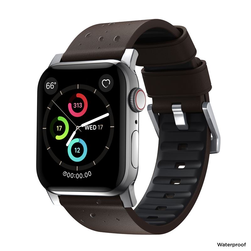 Řemínek pro Apple Watch 42/44/45/49 mm Nomad Active Strap Pro - hnědý se stříbrnou přezkou - istyle.work
