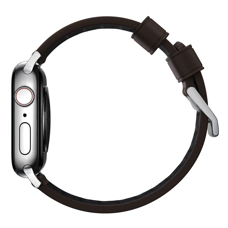 Řemínek pro Apple Watch 42/44/45/49 mm Nomad Active Strap Pro - hnědý se stříbrnou přezkou - istyle.work