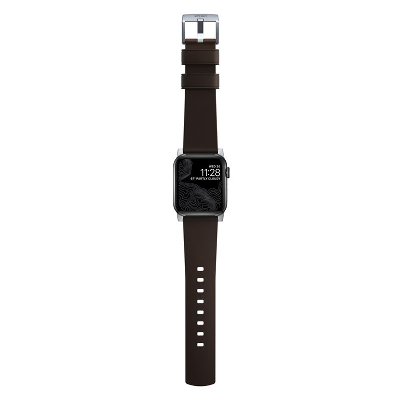 Řemínek pro Apple Watch 42/44/45/49 mm Nomad Active Strap Pro - hnědý se stříbrnou přezkou - istyle.work