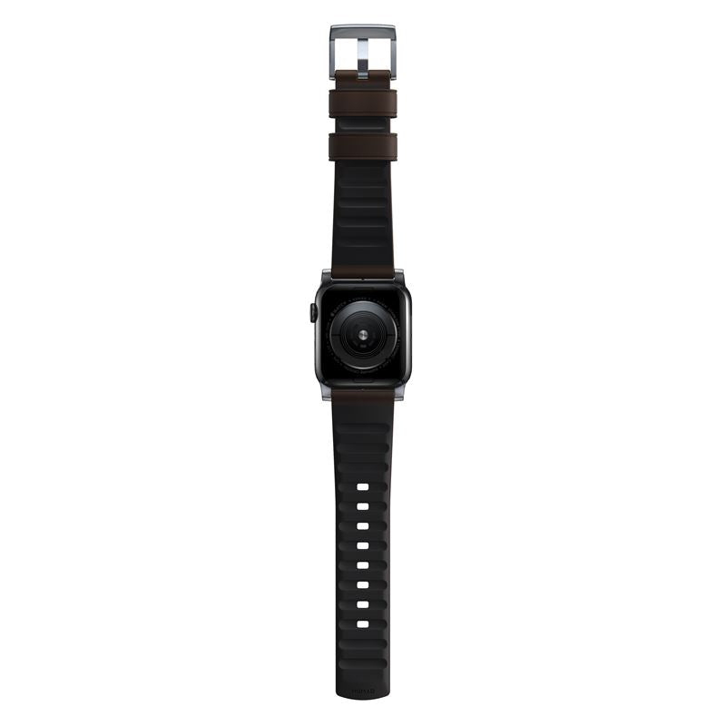 Řemínek pro Apple Watch 42/44/45/49 mm Nomad Active Strap Pro - hnědý se stříbrnou přezkou - istyle.work
