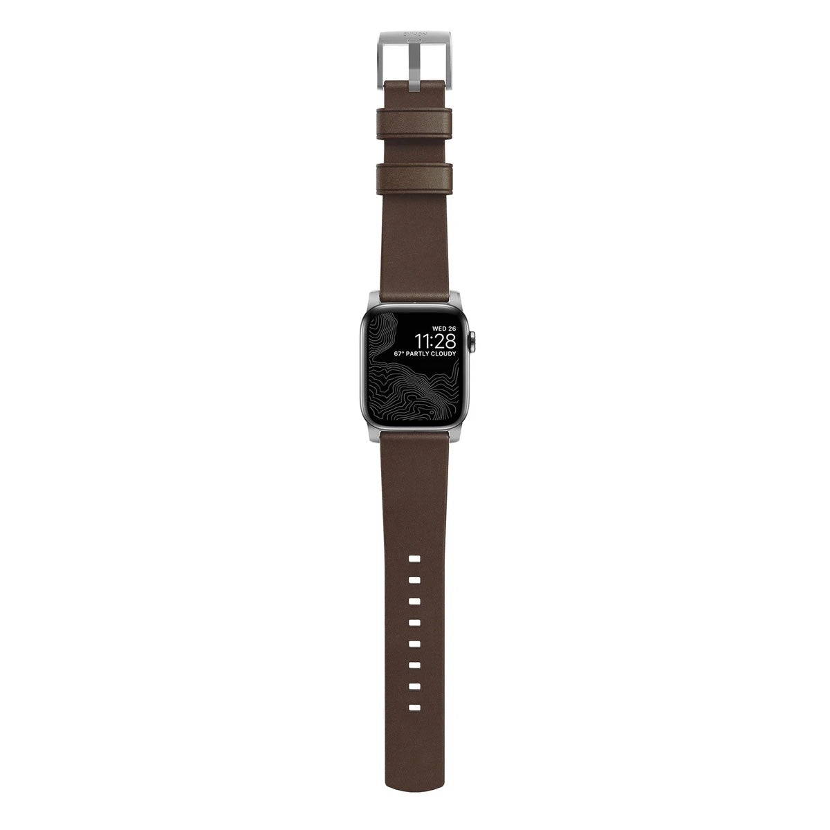 Řemínek pro Apple Watch 42/44/45/49 mm Nomad kožený - stříbrný - istyle.work