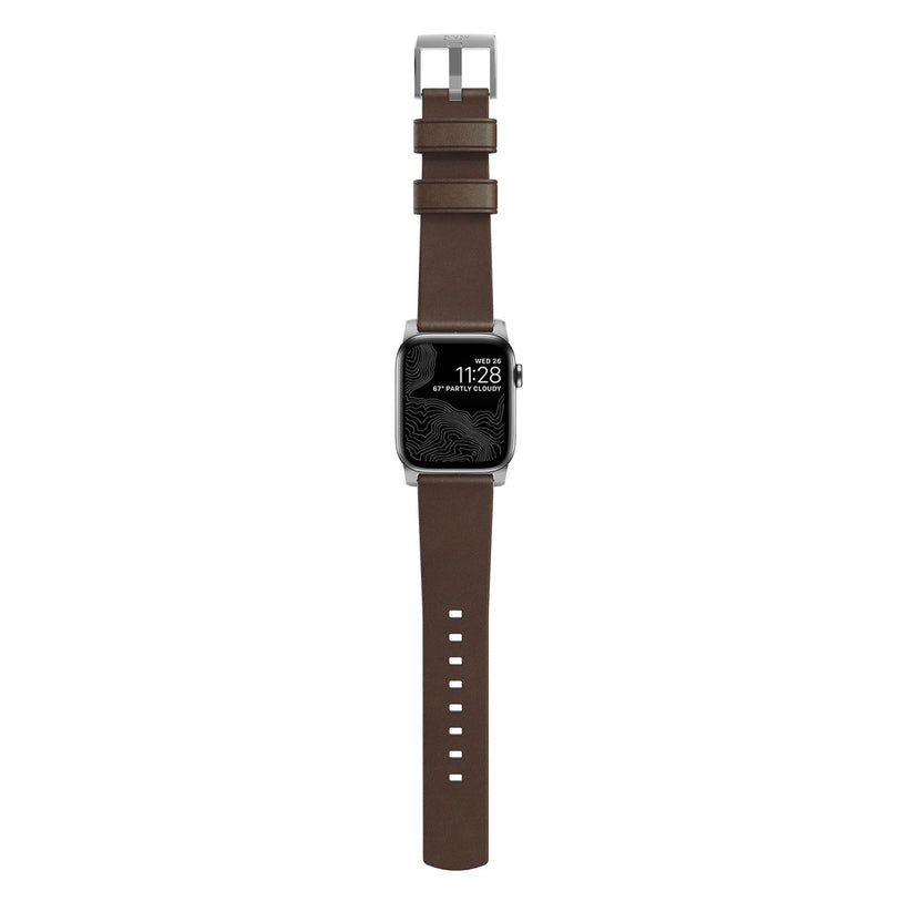 Řemínek pro Apple Watch 42/44/45/49 mm Nomad kožený - stříbrný - istyle.work