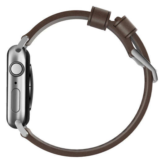 Řemínek pro Apple Watch 42/44/45/49 mm Nomad kožený - stříbrný - istyle.work
