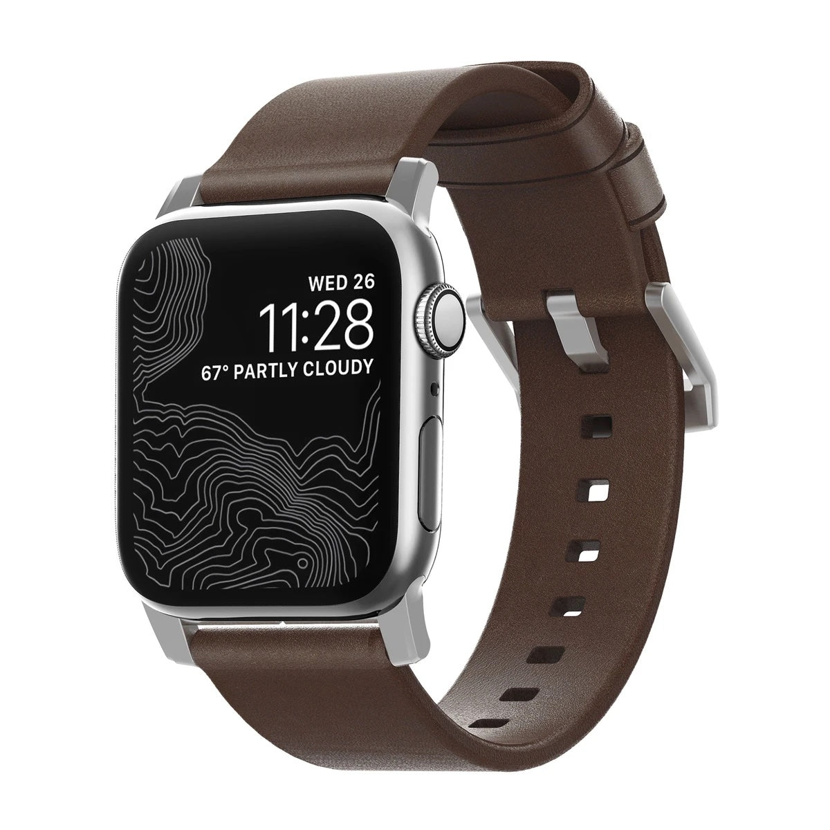 Řemínek pro Apple Watch 42/44/45/49 mm Nomad kožený - stříbrný - istyle.work
