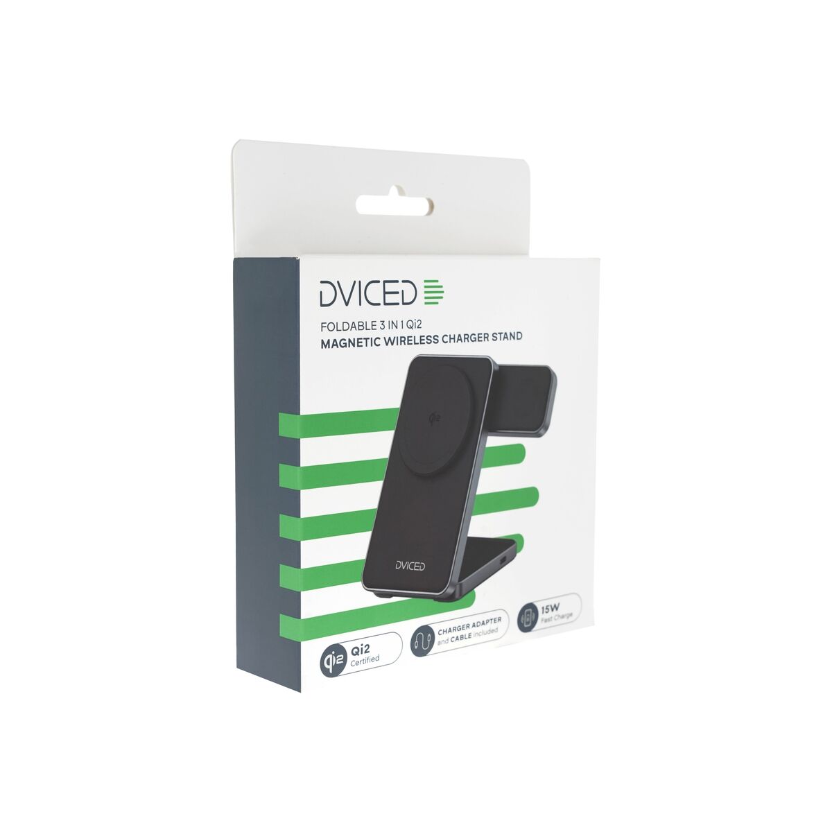 Skládací 3v1 MagSafe Qi2 nabíječka Dviced se stojánkem – černá - istyle.work