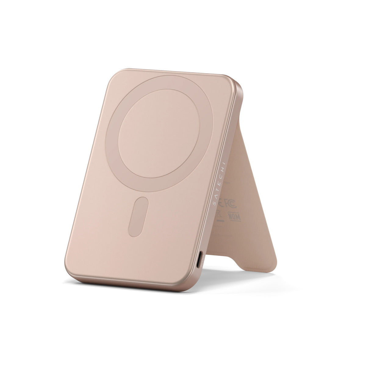 Magnetická powerbanka Satechi OntheGo Qi2 5000 mAh se stojánkem - pouštně růžová
