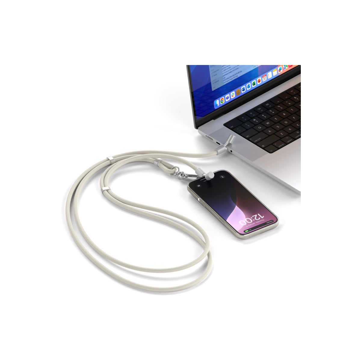 USB-C kabel na krk Satechi OntheGo - pískový
