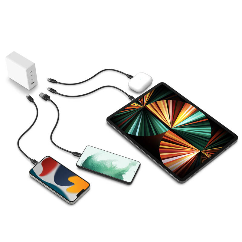 120W GaN nabíječka Mophie 3× USB-C, 1× USB-A PD/HUB - bílá