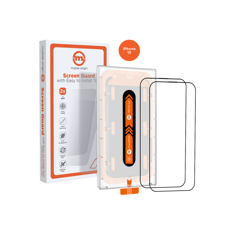 2 kusy ochranného skla pro iPhone 15 se snadným aplikátorem Mobile Origin Screen Guard - istyle.work