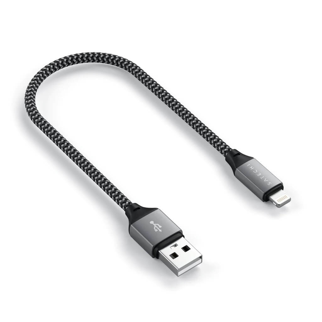 Pletený kabel Satechi USB-A na Lightning 25 cm – šedý - istyle.work