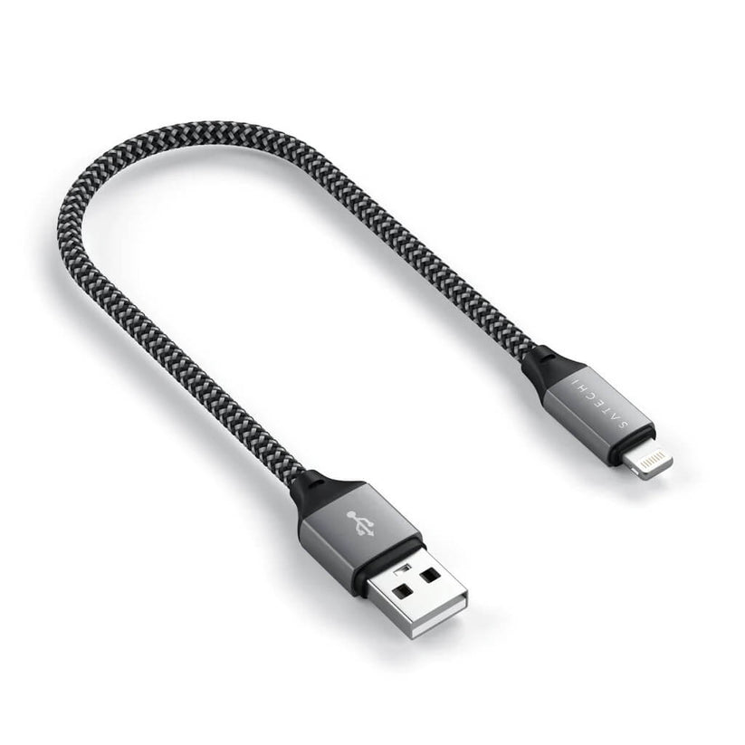 Pletený kabel Satechi USB-A na Lightning 25 cm – šedý - istyle.work