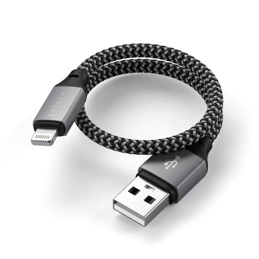 Pletený kabel Satechi USB-A na Lightning 25 cm – šedý - istyle.work
