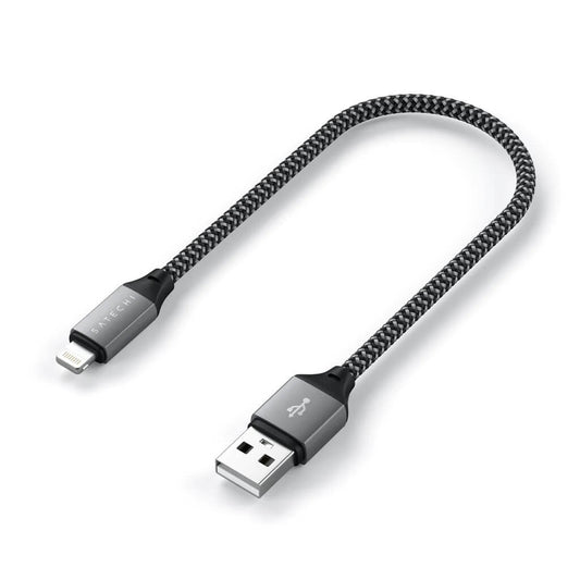 Pletený kabel Satechi USB-A na Lightning 25 cm – šedý - istyle.work