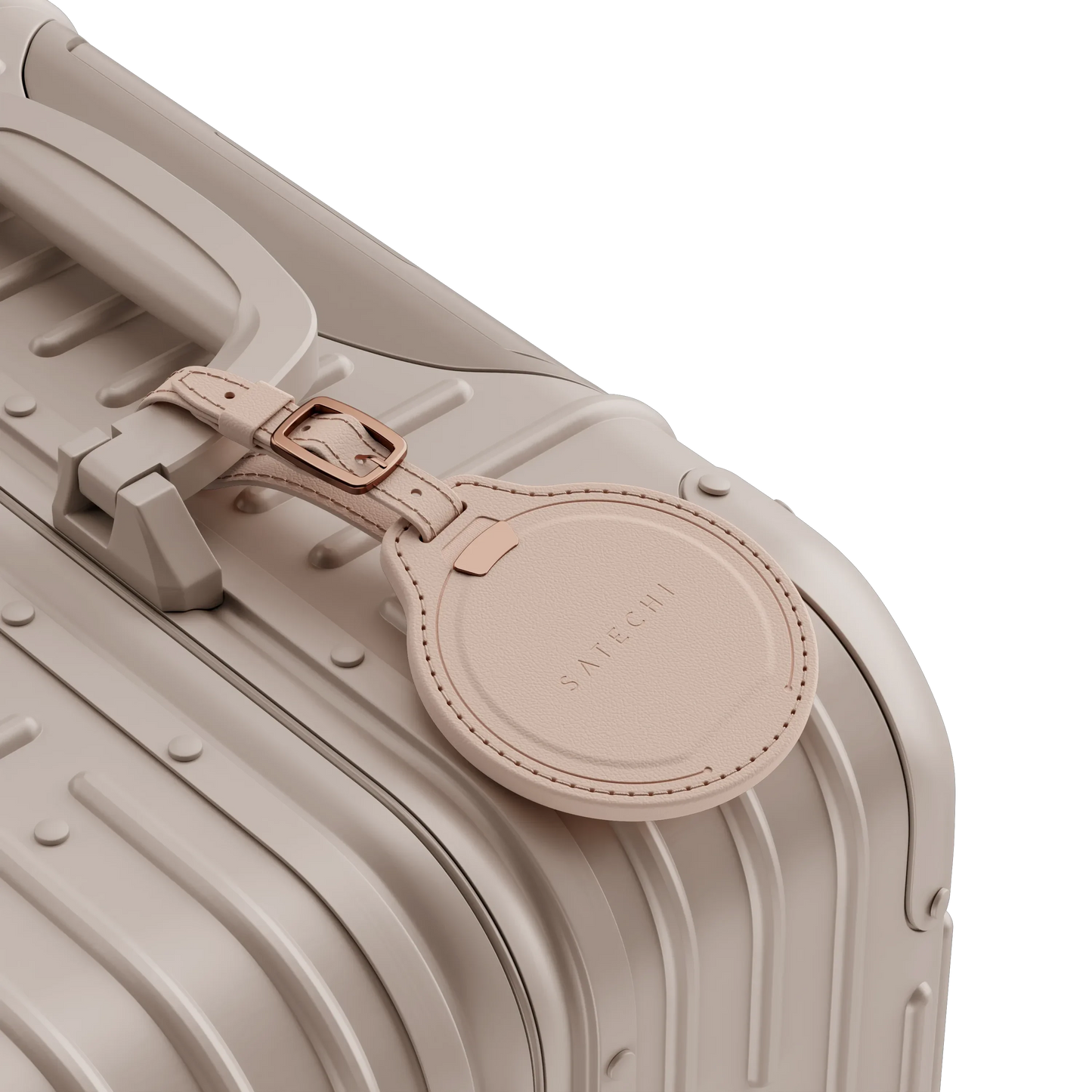 Jmenovka z veganské kůže Satechi FindAll Luggage Tag s kapsou na AirTag - růžová
