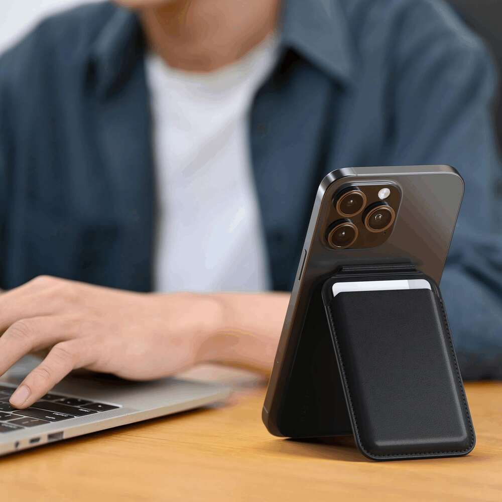 Magnetický stojánek s peněženkou pro iPhone Satechi - černý - istyle.work