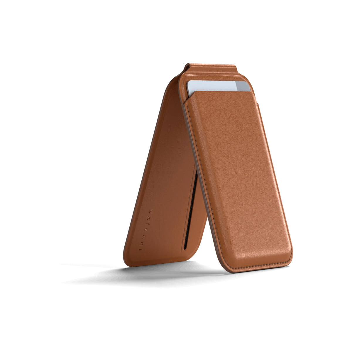 Magnetický stojánek s peněženkou pro iPhone Satechi - hnědý - istyle.work