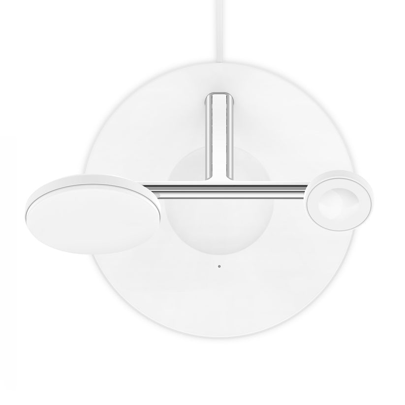 Bezdrátový nabíjecí stojan Belkin BoostCharge Pro 3v1 s Qi2 - bílý - istyle.work
